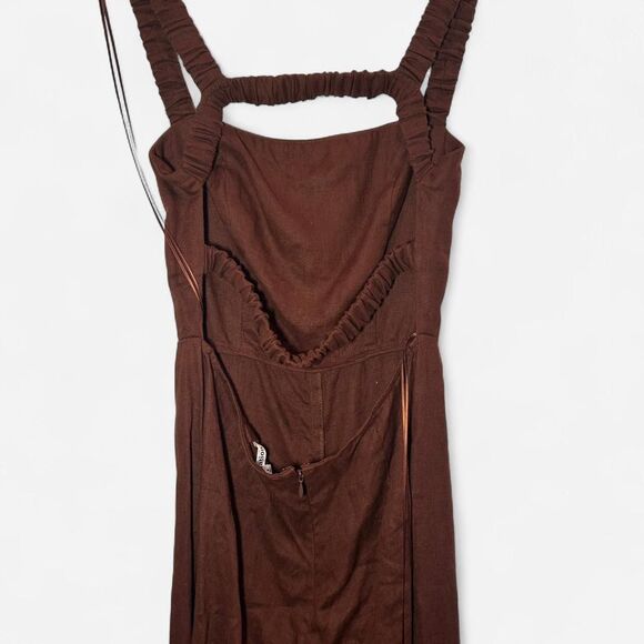 Reformation Harlow Linen Jumpsuit Size 4 | Brown Sustainable Minimal Chic - Picture 7 of 8